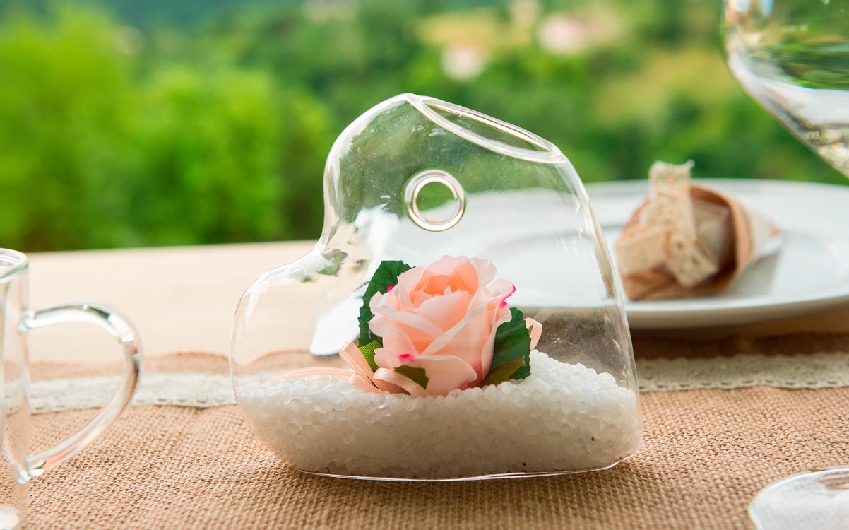 Glass for the table of the Romantic Wedding Sugared Almond Buffet