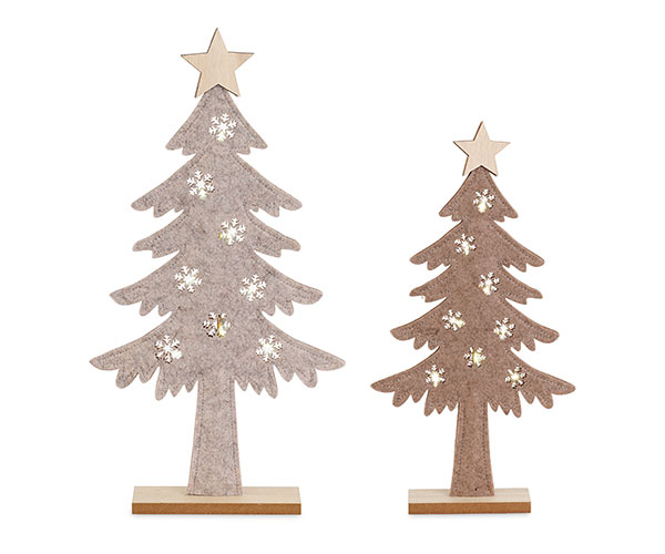 SET 2 ALBERI PANNO BEIGE CON LED