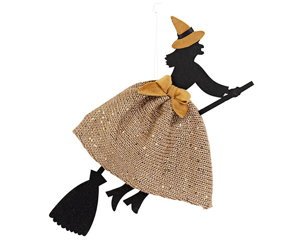 BEFANA NERA PAILLETTES ORO DA APPENDERE