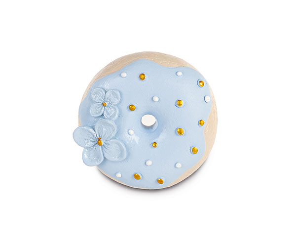 MAGNETE DONUT AZZURRO FIORI GLITTER